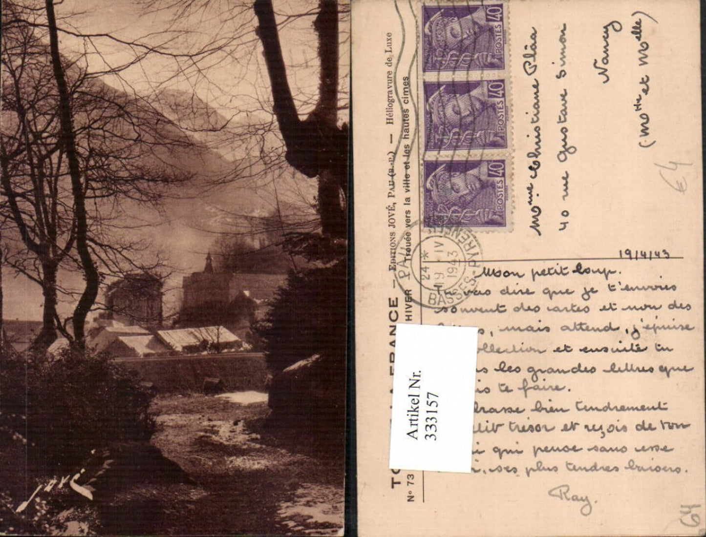 333157,Aquitanien Pyrenees-Atlantiques Eaux-Bonnes Trouee vers la ville et les hautes Cimes