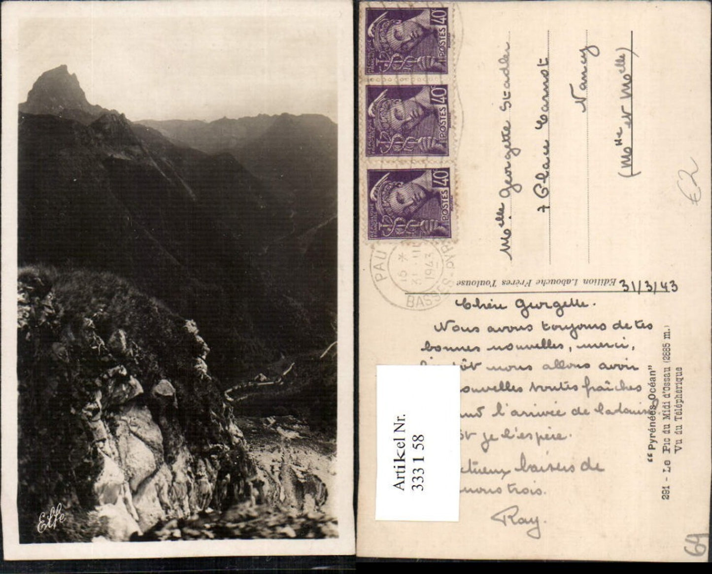 333158,Aquitanien Pyrenees-Atlantiques Le Pic du Midi d'Ossau Vu du Telepherique Bergkulisse