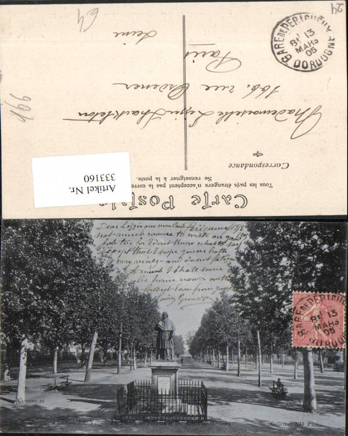 333160,Aquitanien Dordogne Perigueux Statue Denkmal Straßenansicht