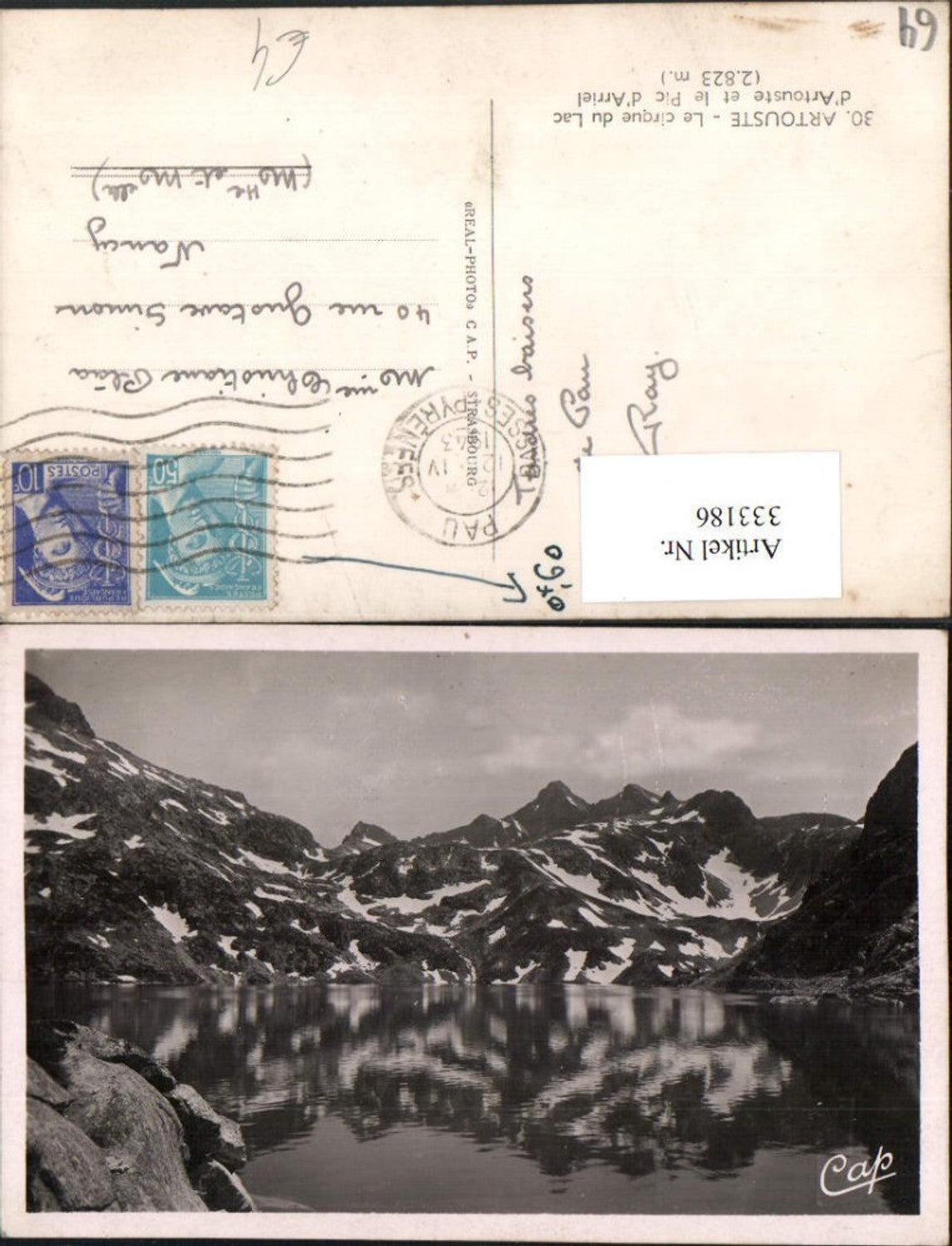333186,Aquitanien Pyrenees-Atlantiques Artouste Lac d'Artouste et le Pic d'Arriel See Bergkulisse