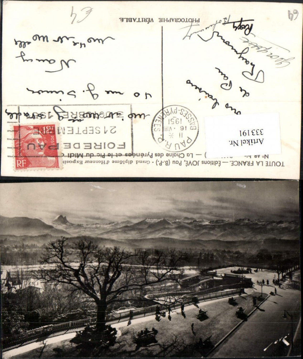 333191,Aquitanien Pyrenees-Atlantiques Pau La Chaine des Pyrenees et le Pic du Midi Bergkulisse