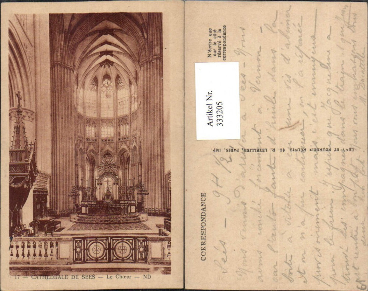 333205,Basse-Normandie Orne Cathedrale de Sees Le Choeur Kirche Innenansicht