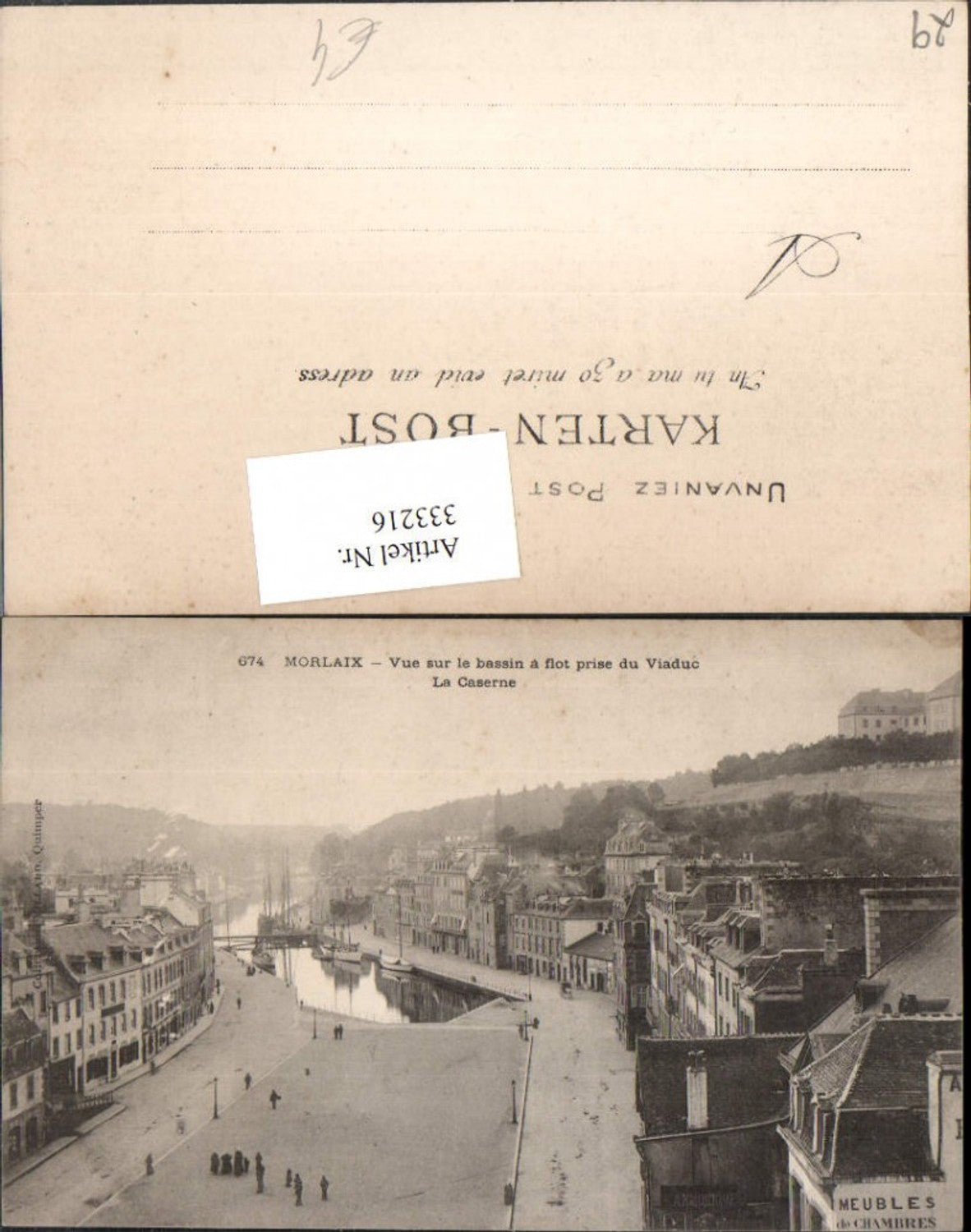 333216,Bretagne Finistere Morlaix Vue sur le bassin a flot prise du Viaduc La Caserne Teilansicht