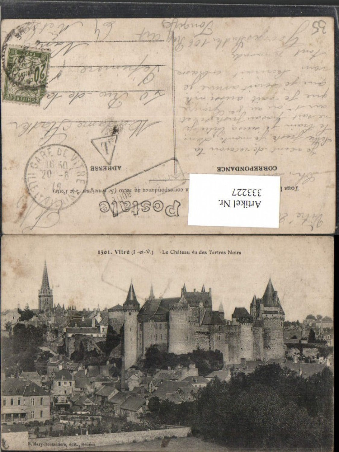 333227,Bretagne Ille-et-Vilaine Vitre Le Chateau vu des Tertres Noirs Schloss