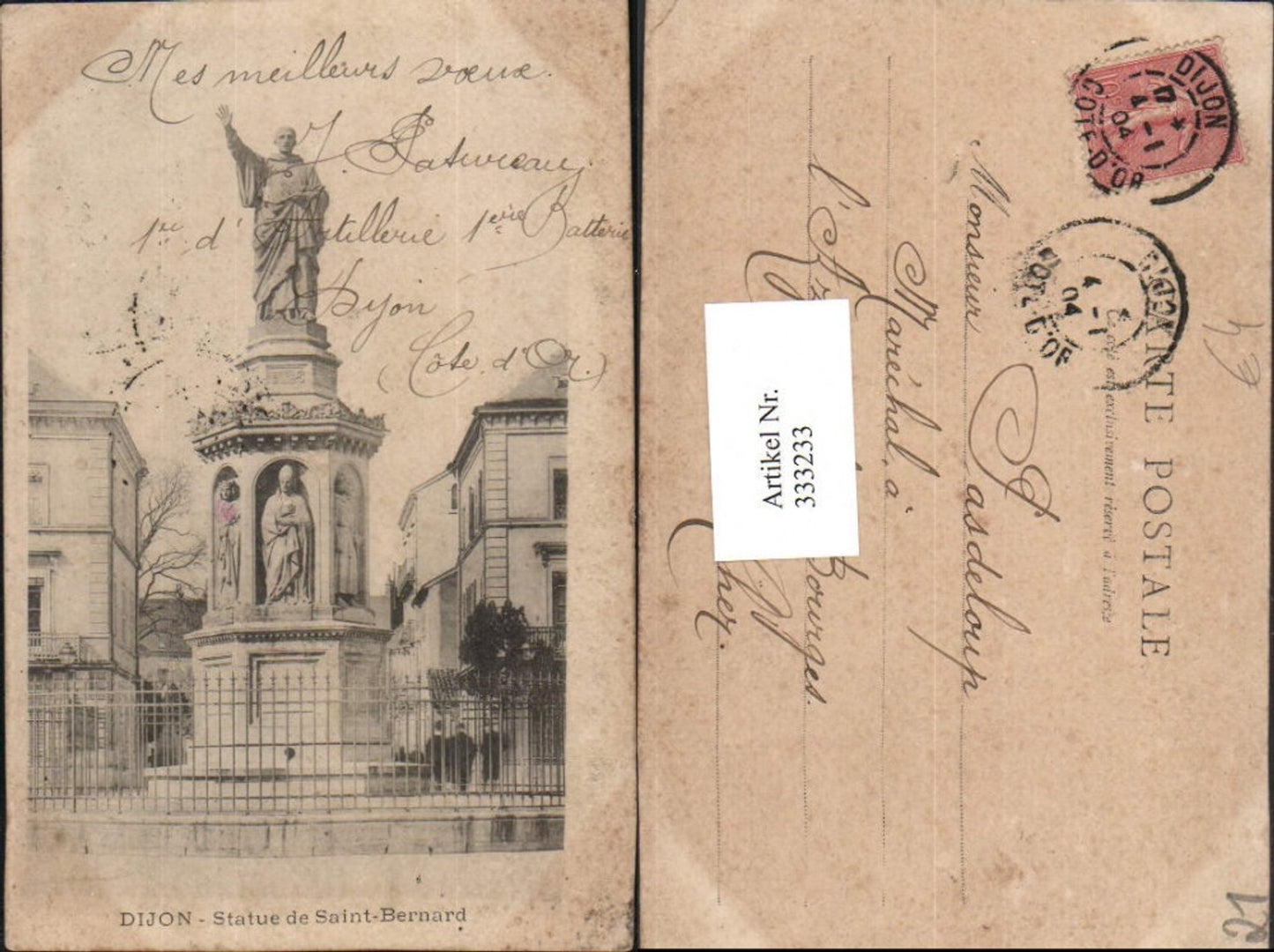 333233,Burgund Cote-Or Dijon Statue de Saint-Bernard Denkmal
