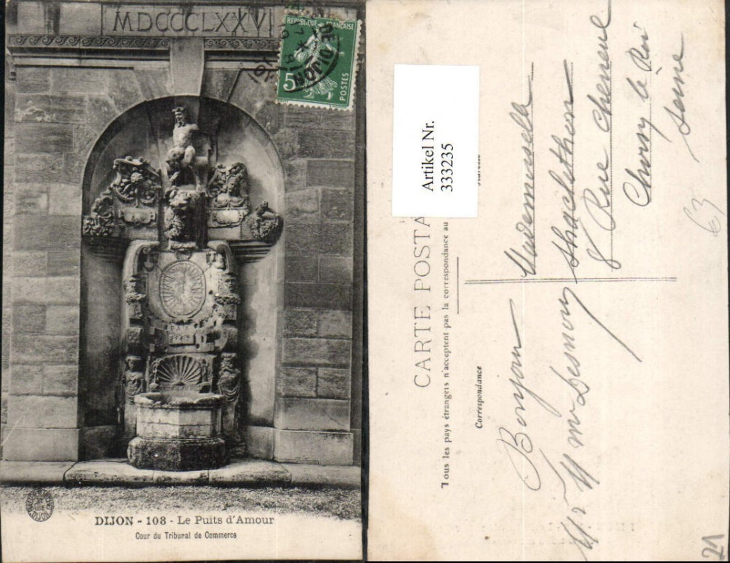 333235,Burgund Cote-Or Dijon Le Puits d'Amour Brunnen