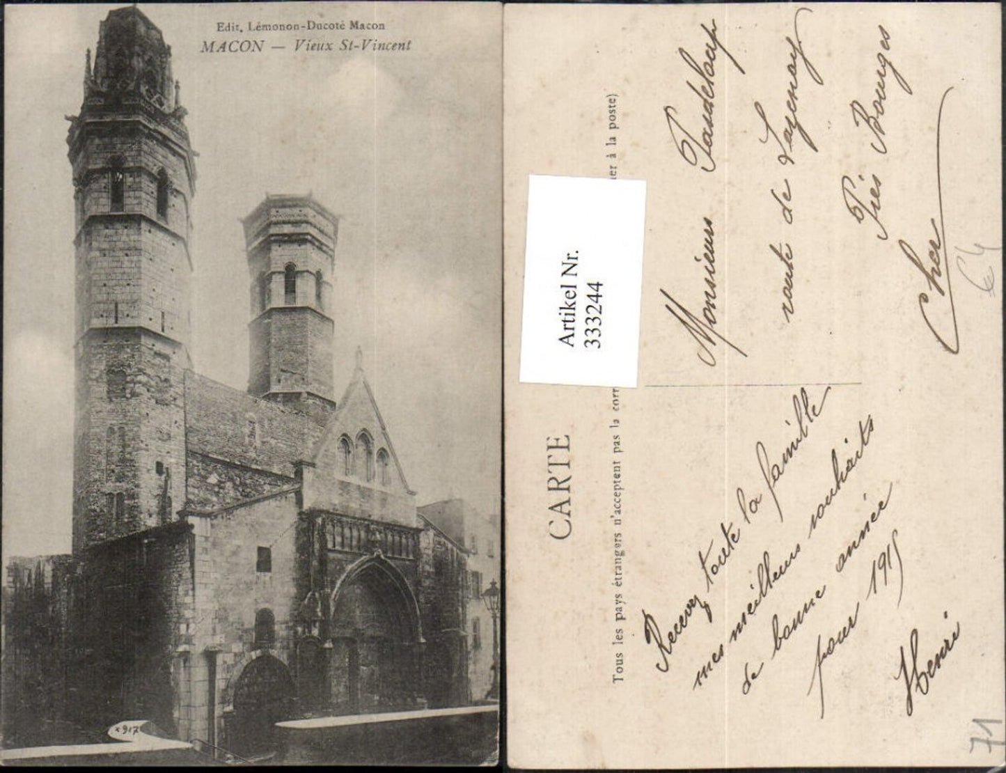 333244,Burgund Saone-et-Loire Macon Vieux St-Vincent Kirche
