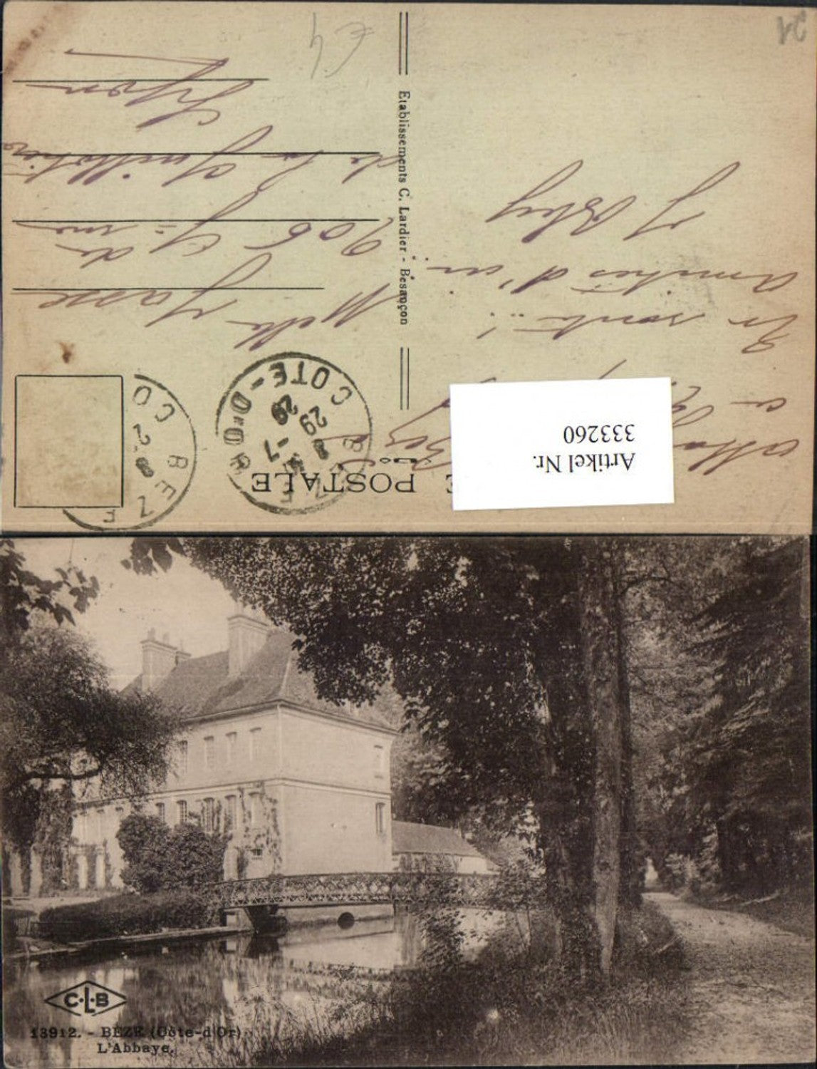 333260,Burgund Cote-Or Beze L'Abbaye Abtei Brücke