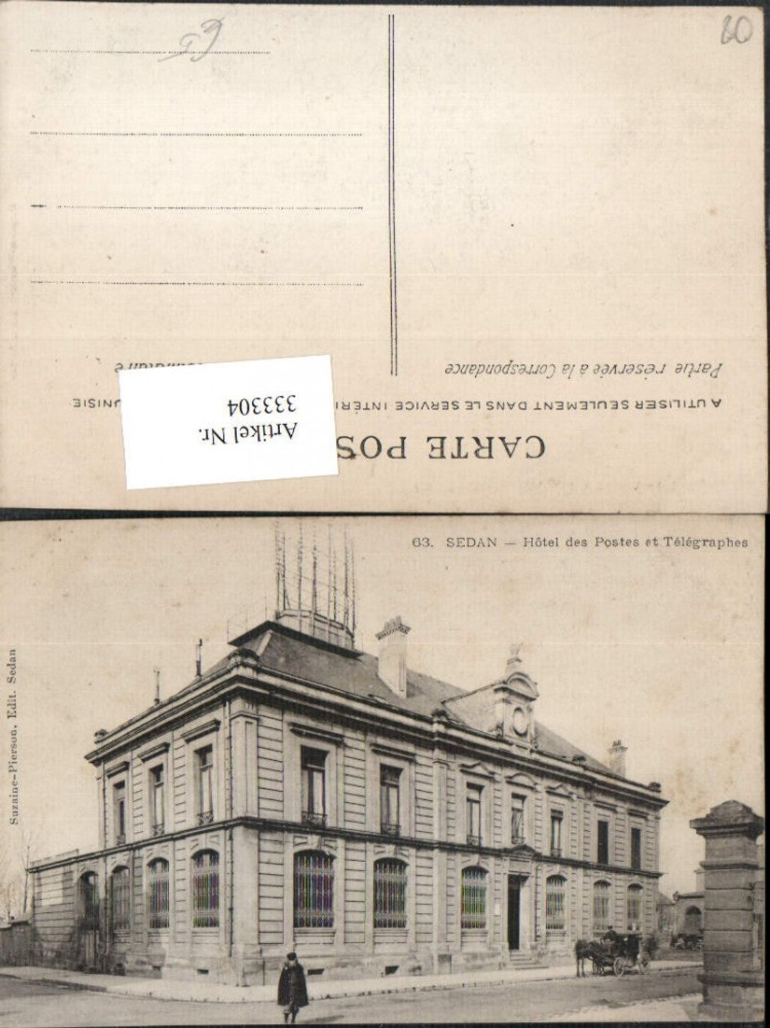 333304,Champagne-Ardenne Ardennes Sedan Hotel des Postes et Telegraphes Postamt