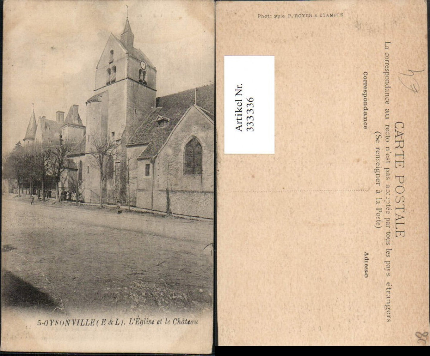 333336,Centre Eure et Loir Oysonville L'Eglise et le Chateau Kirche Schloss