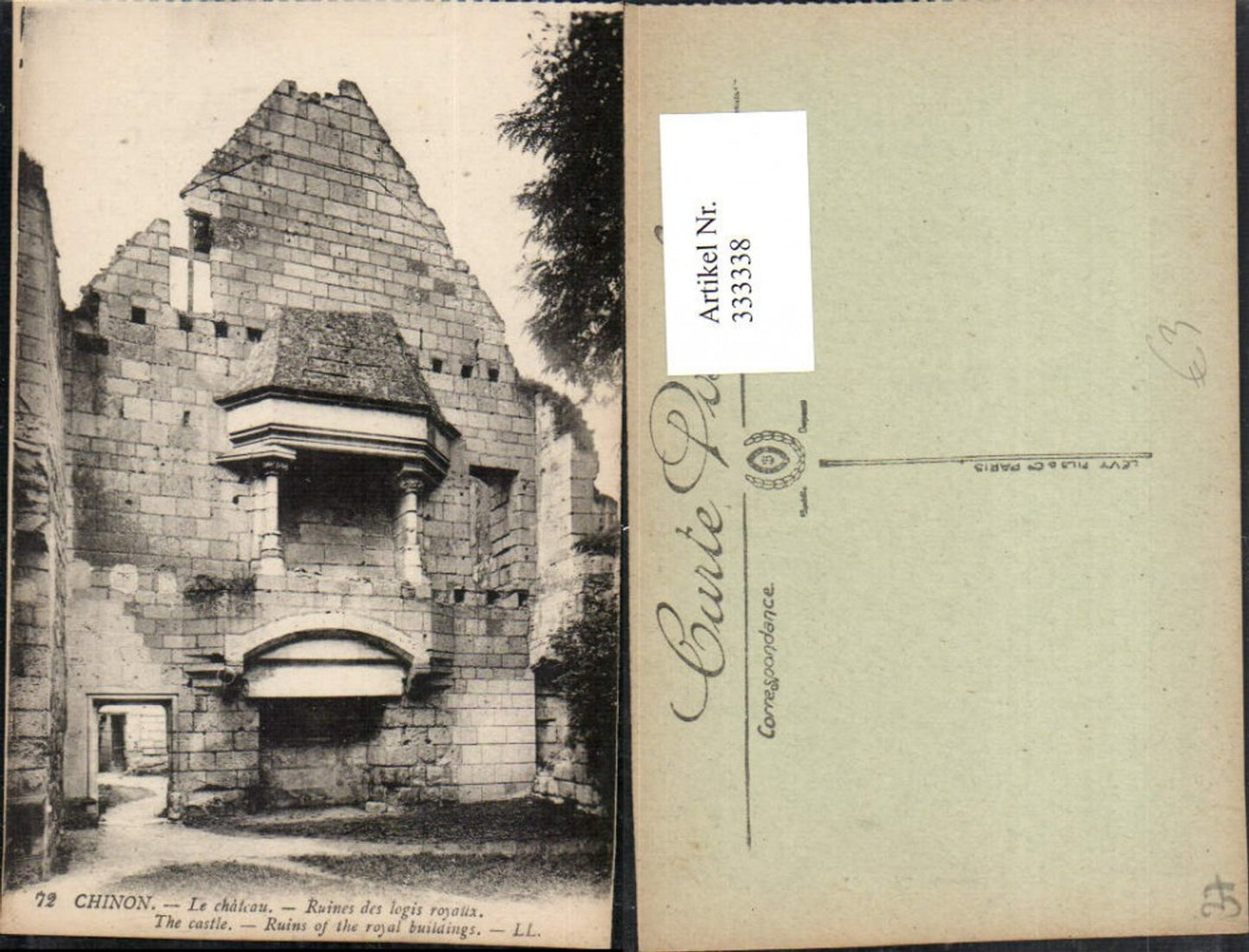 333338,Centre Indre-et-Loire Chinon Le Chateau Ruines des logis royal Schlossruine