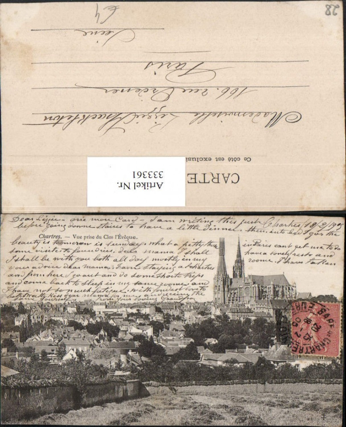 333361,Centre Eure-et-Loir Cartres Vue prise du Clos l'Eveque Totale Kirche