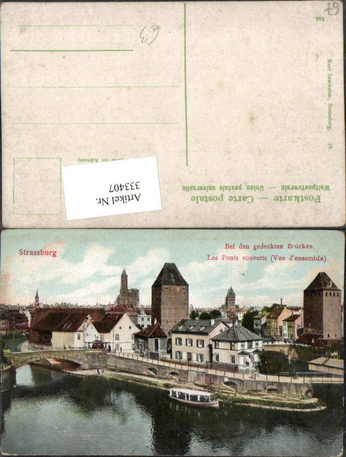 333407,Elsass Bas-Rhin Straßburg Strasbourg Ponts couverts Gedeckte Brücken Türme