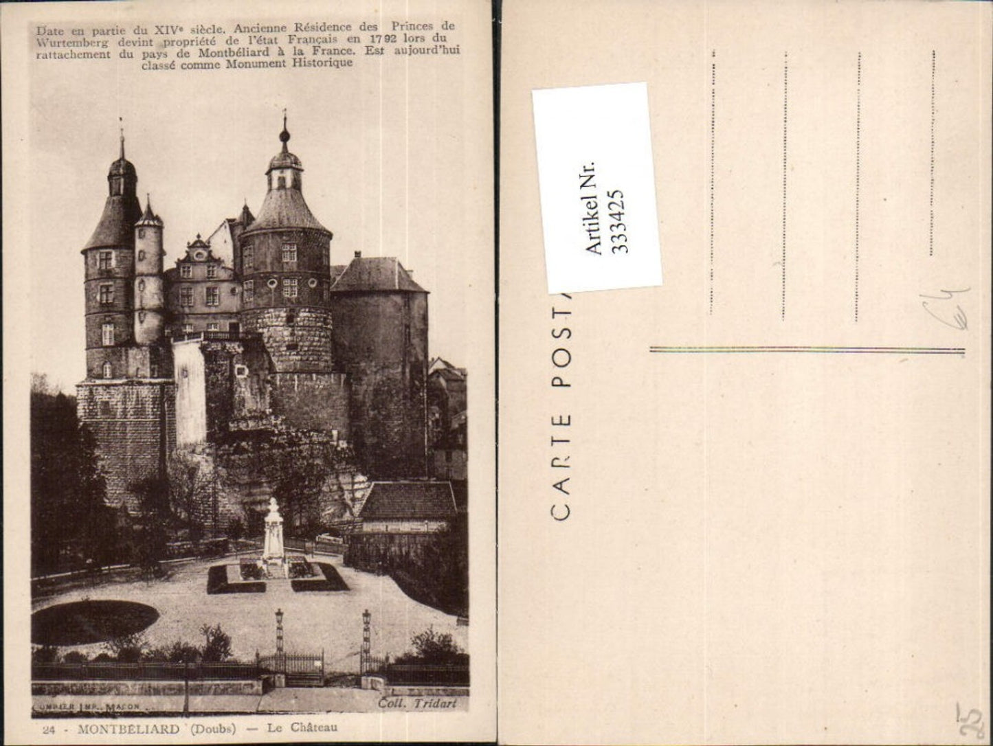 333425,Franche-Comte Doubs Montbeliard Le Chateau Castle