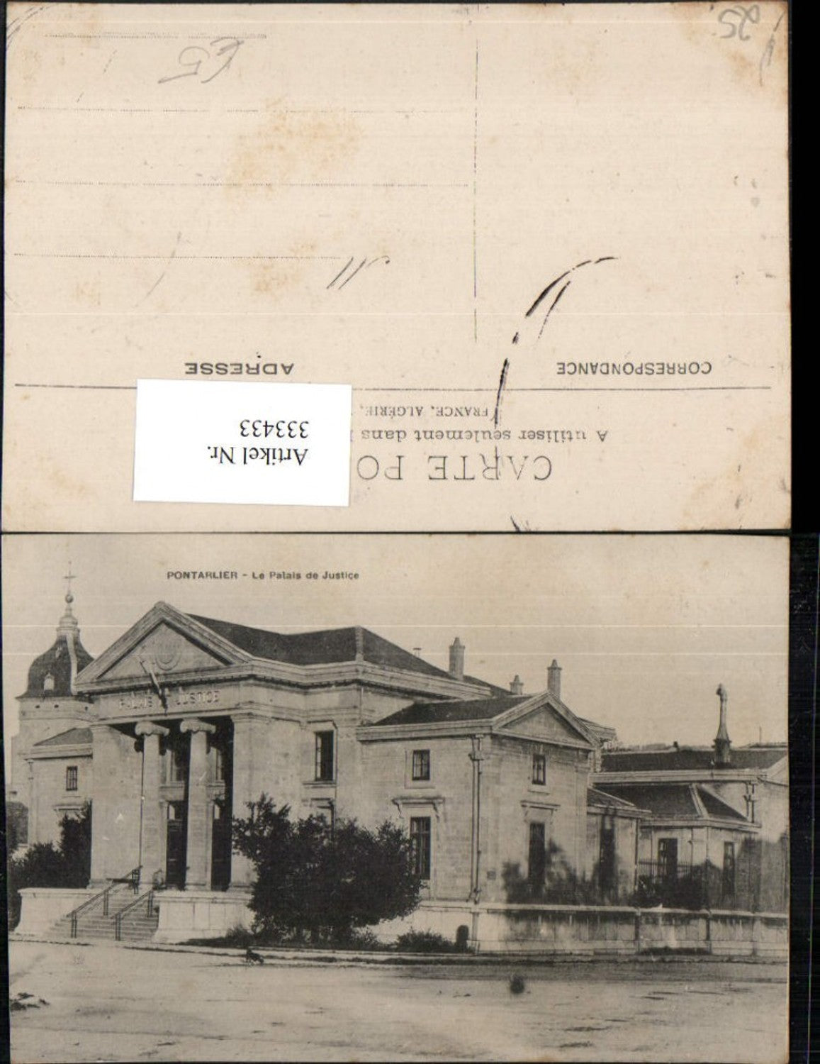 333433,Franche-Comte Doubs Pontarlier Le Palais de Justice Justizpalast