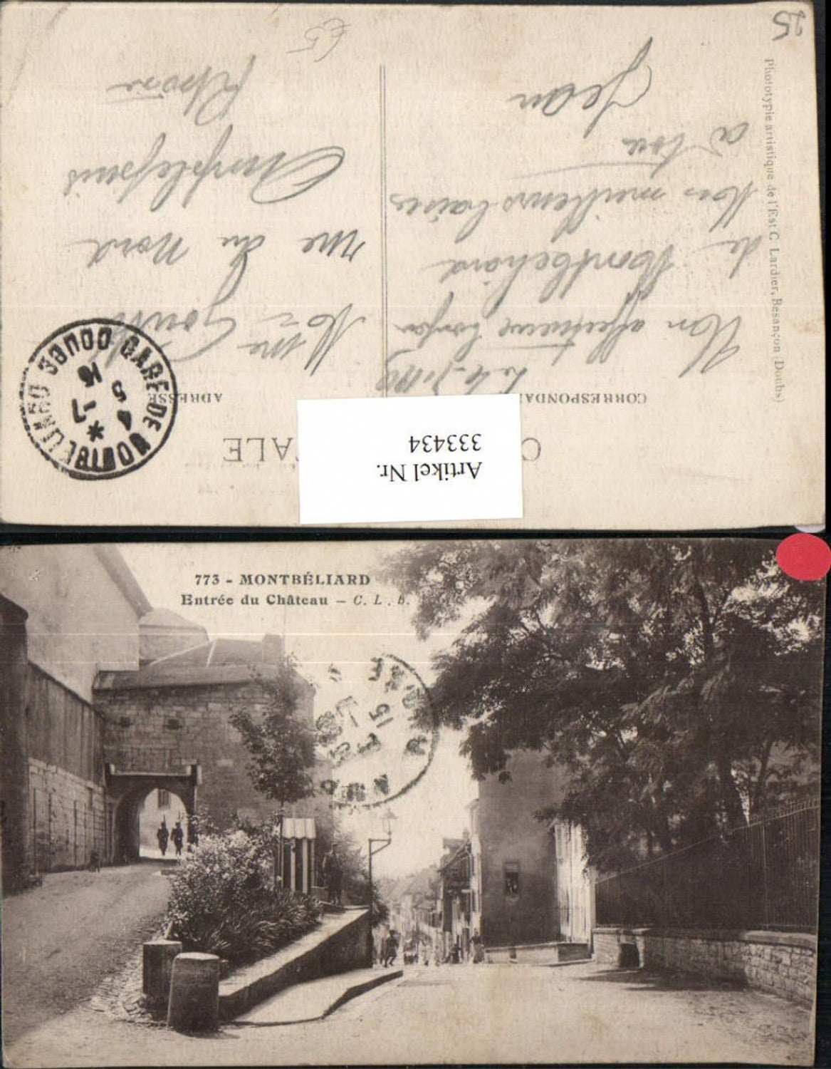 333434,Franche-Comte Doubs Montbeliard Entree du Chateau Schlosseingang Straßenansicht