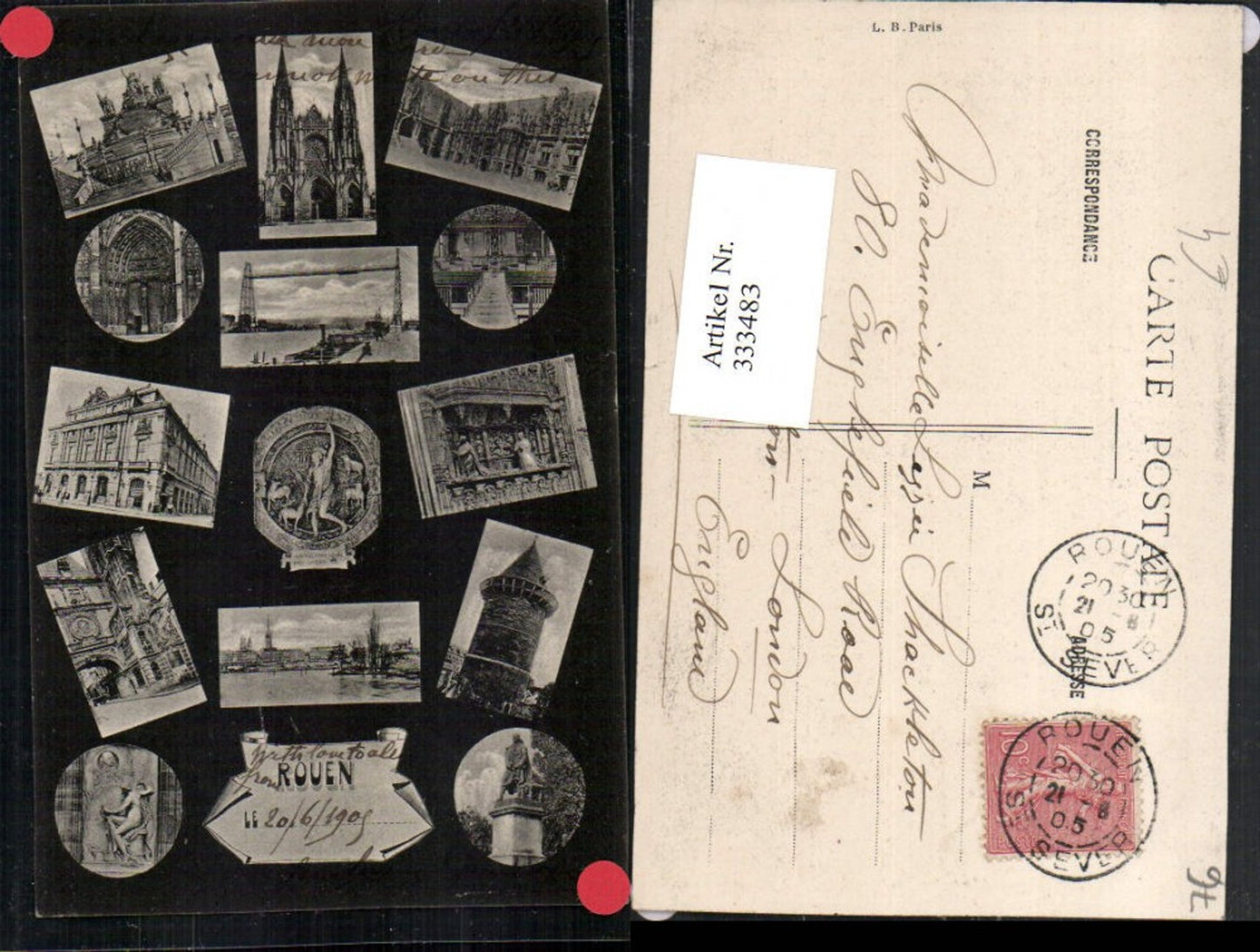 333483,Haute-Normandie Seine-Maritime Rouen Kirche Turm Denkmal Mehrbildkarte
