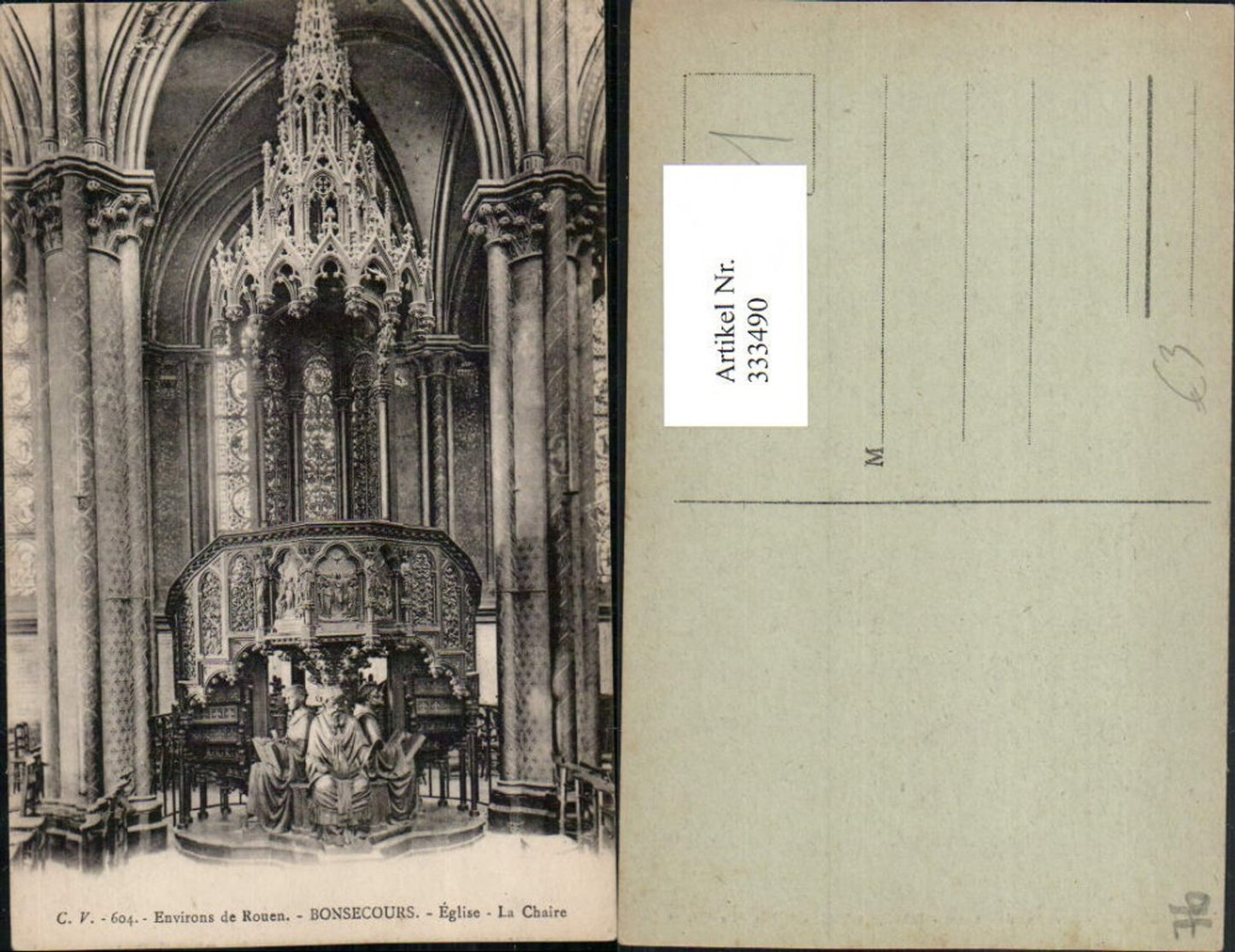 333490,Haute-Normandie Seine-Maritime Bonsecours Eglise La Chaire Kirche Kanzel