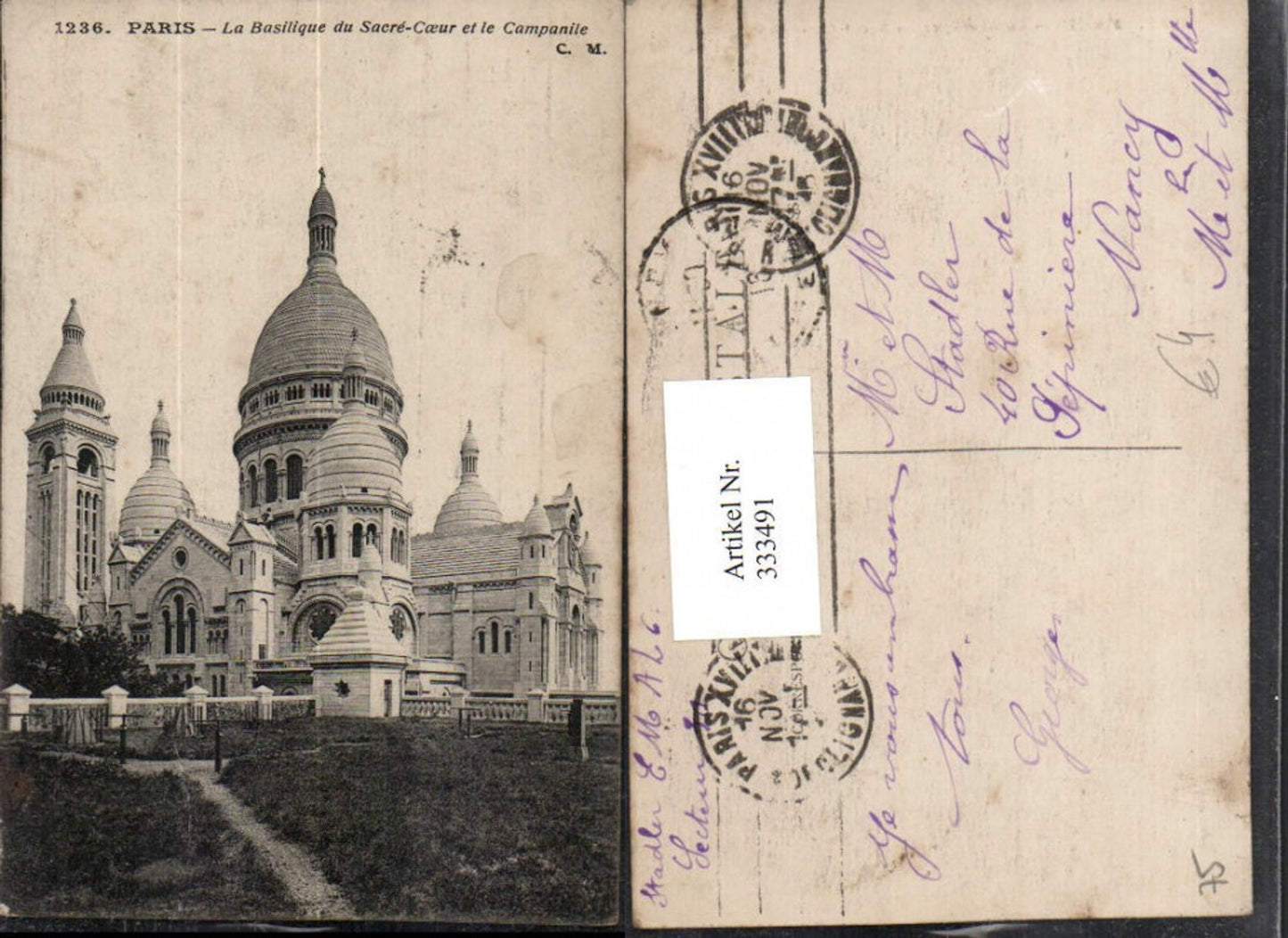 333491,Ile-de-France Paris La Basilique du Sacre-Coeur et le Campanile Kirche