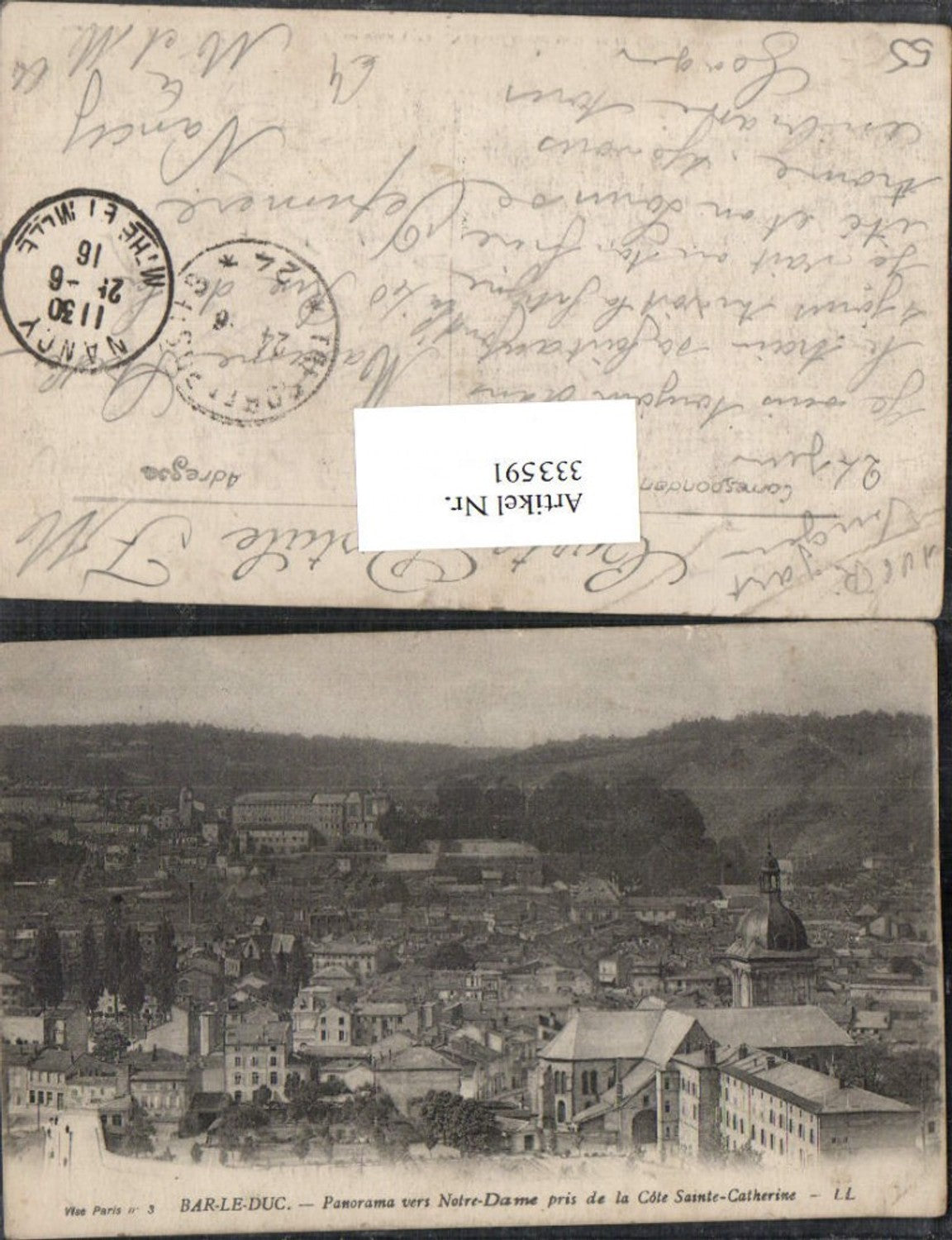 333591,Lorraine Meuse Bar-le-Duc Panorama verse Notre-Dame pris de la Cote Sainte-Catherine Totale