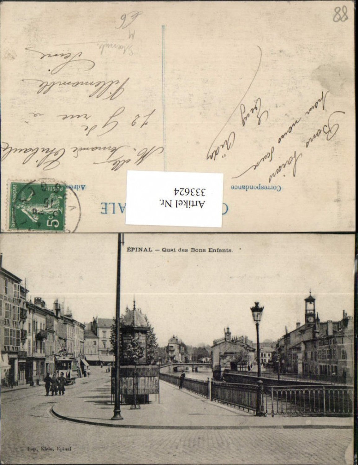 333624,Lothringen Vosges Epinal Quai des Bons Enfants Straßenbahn