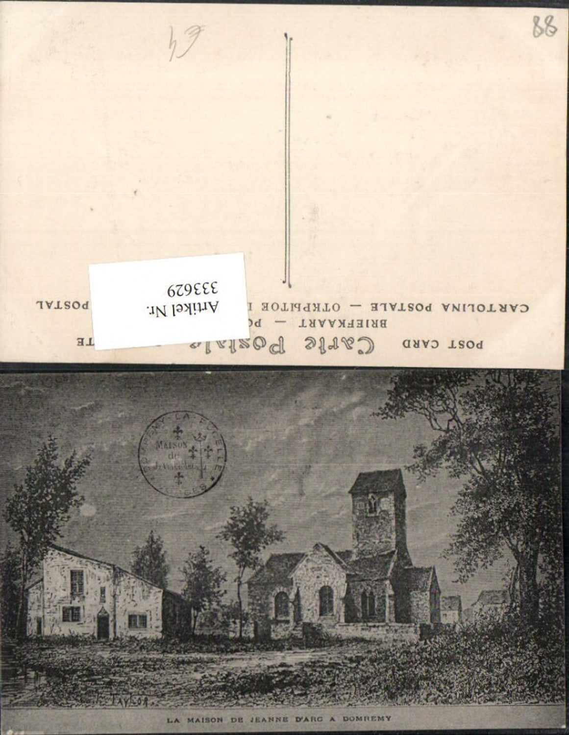 333629,Künstler AK Taylor Lothringen Vosges Domremy Maison de Jeanne d'Arc Kirche