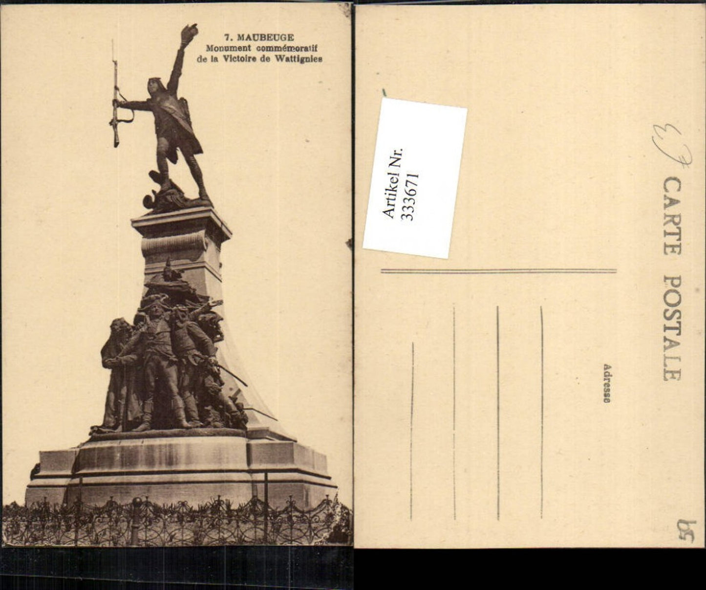 333671,Nord-Pas-de-Calais Nord Maubeuge Monument Victoire de Wattignies