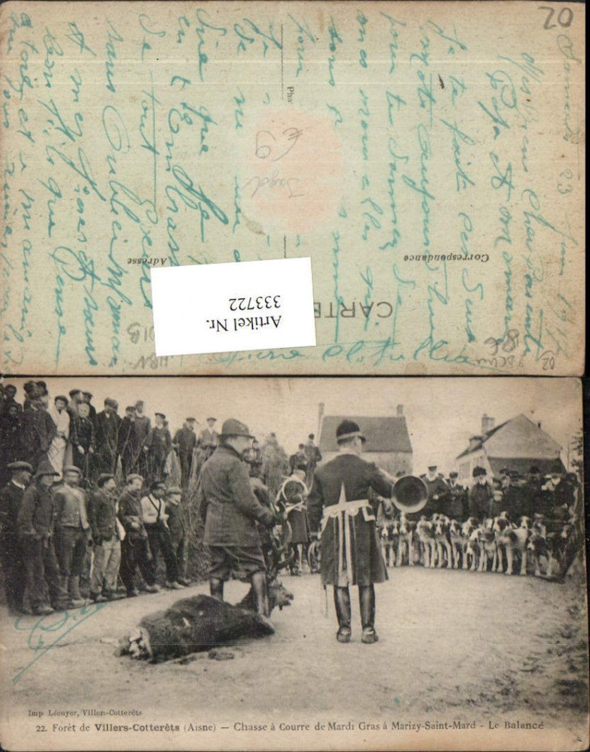 333722,Picardie Aisne Villers-Cotterets Chasse Courre de Mardi Gras Marizy-Saint-Mard Balance Jagd
