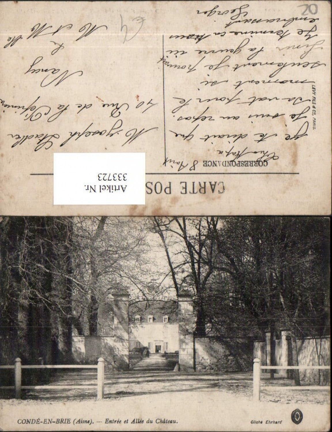 333723,Picardie Aisne Conde-en-Brie Entree et Allee du Chateau Schloss Eingang