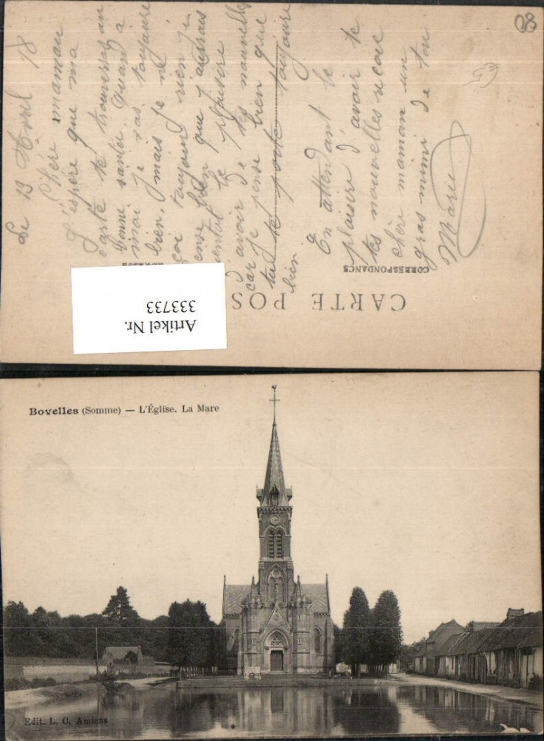 333733,Picardie Somme Bovelles L'Eglise La Mare Kirche