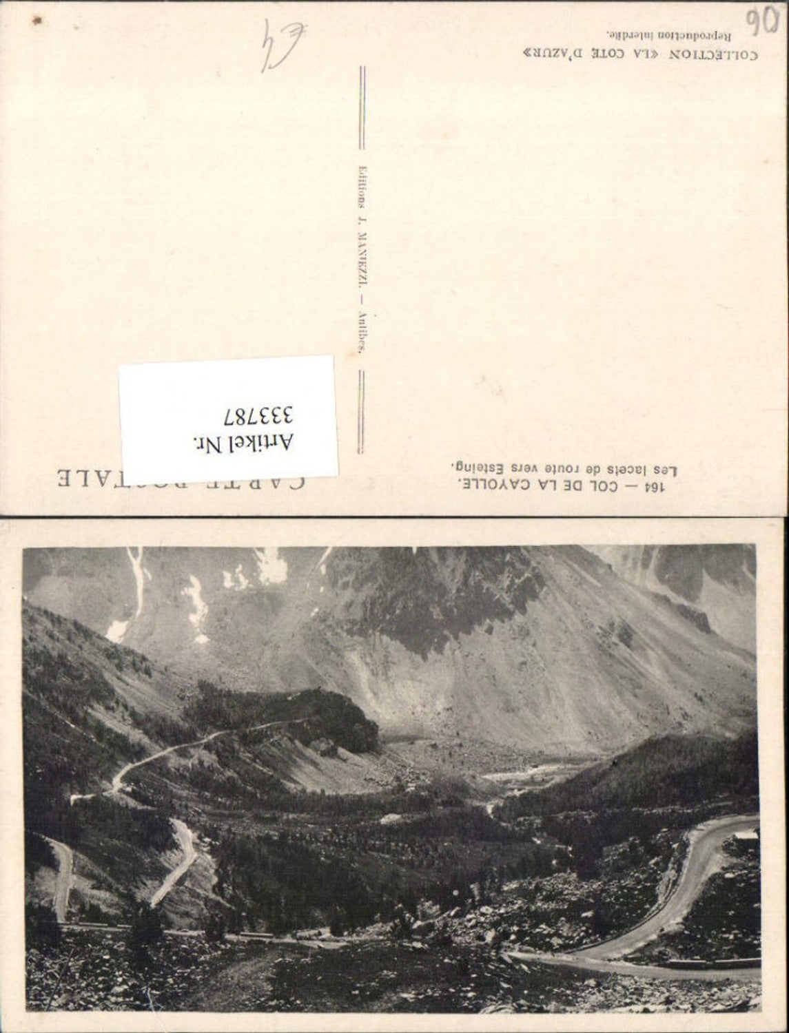 333787,Provence-Alpes-Cote-Azur Alpes-Maritimes Col de la Cayolle Les lacets de route vers Esteing