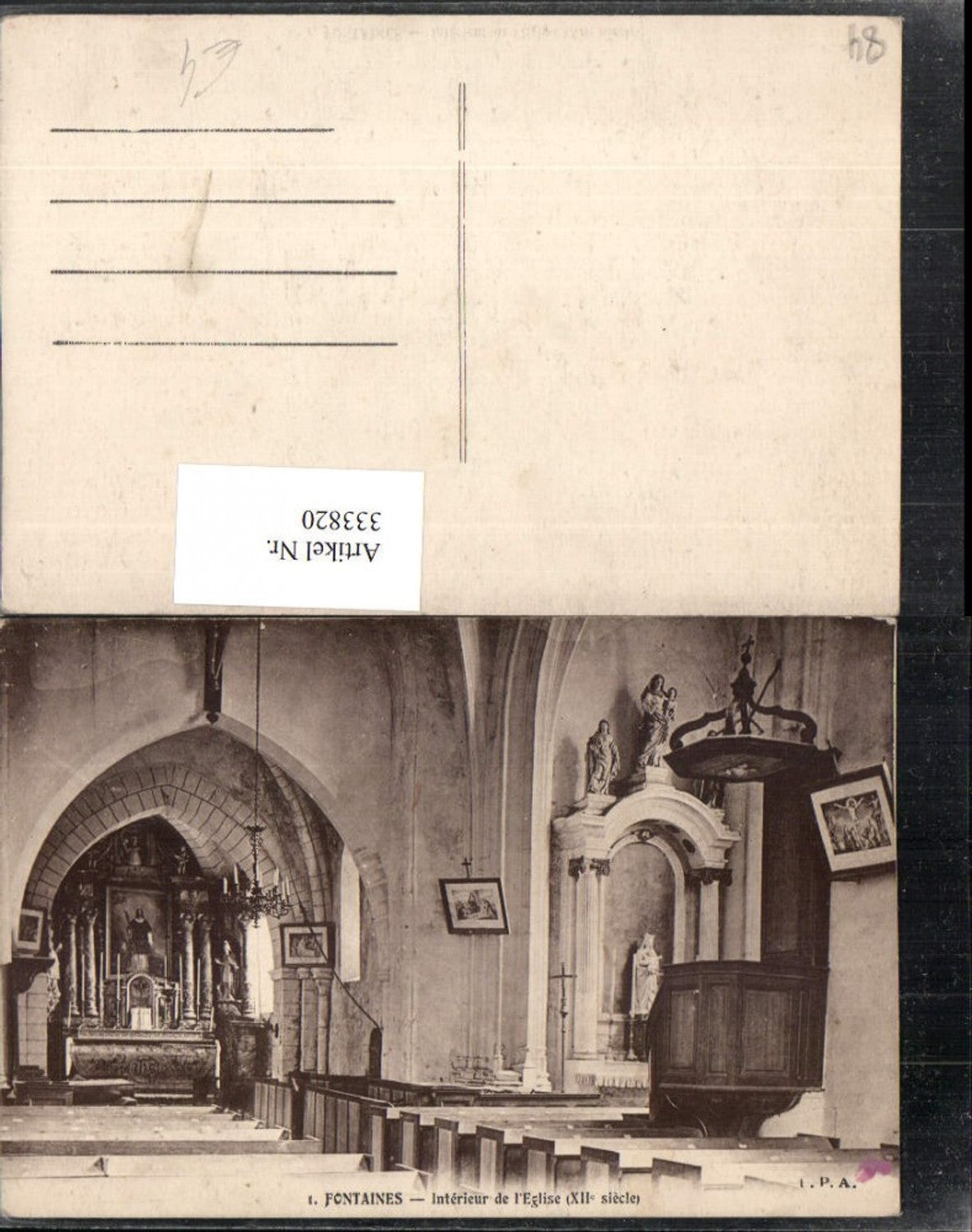 333820,Provence-Alpes-Cote-Azur Vaucluse Fontaines Interieur de l'Eglise Kirche Kanzel