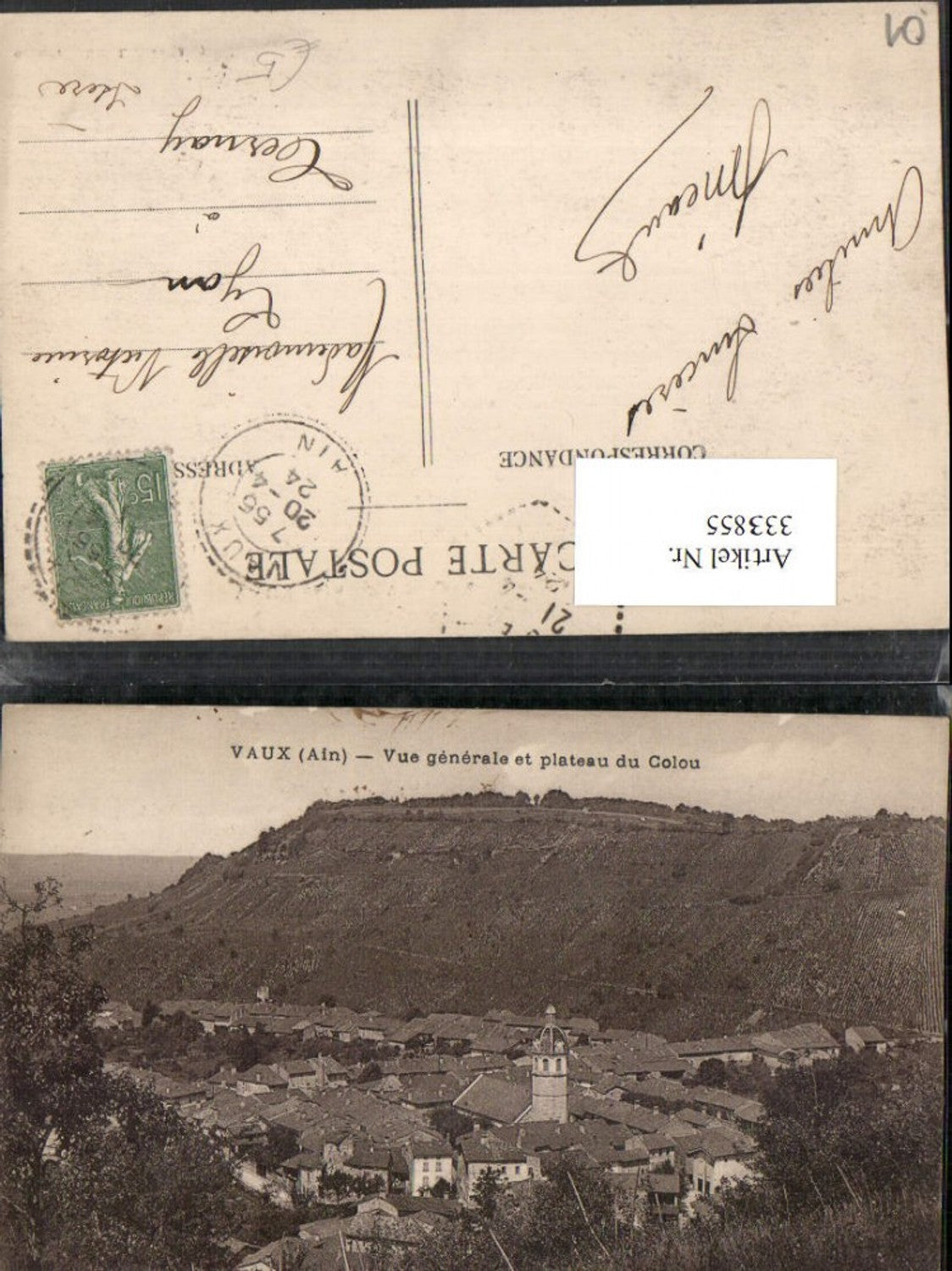 333855,Rhone-Alpes Ain Vaux Vue generale et plateau du Colou Totale