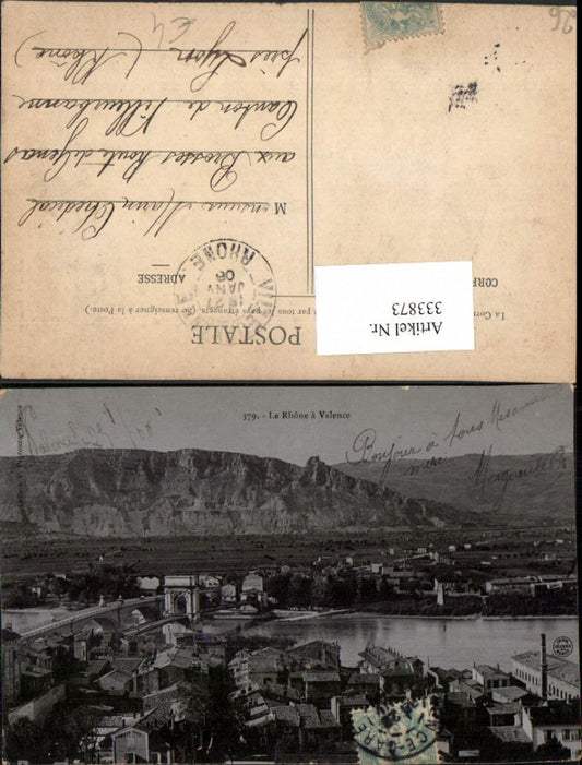 333873,Rhone-Alpes Drome Le Rhone a Valence Teilansicht Brücke