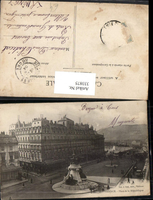 333875,Rhone-Alpes Drome Valence Place de la Republique Monument