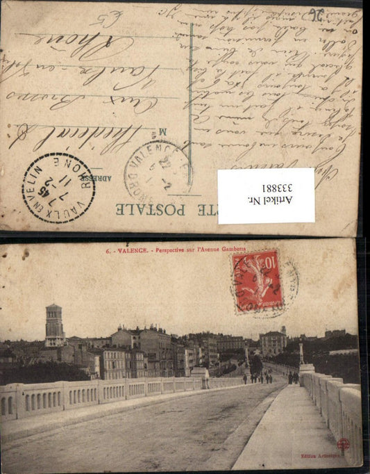 333881,Rhone-Alpes Drome Valence Perspective sur l'Avenue Gambetta Straßenansicht