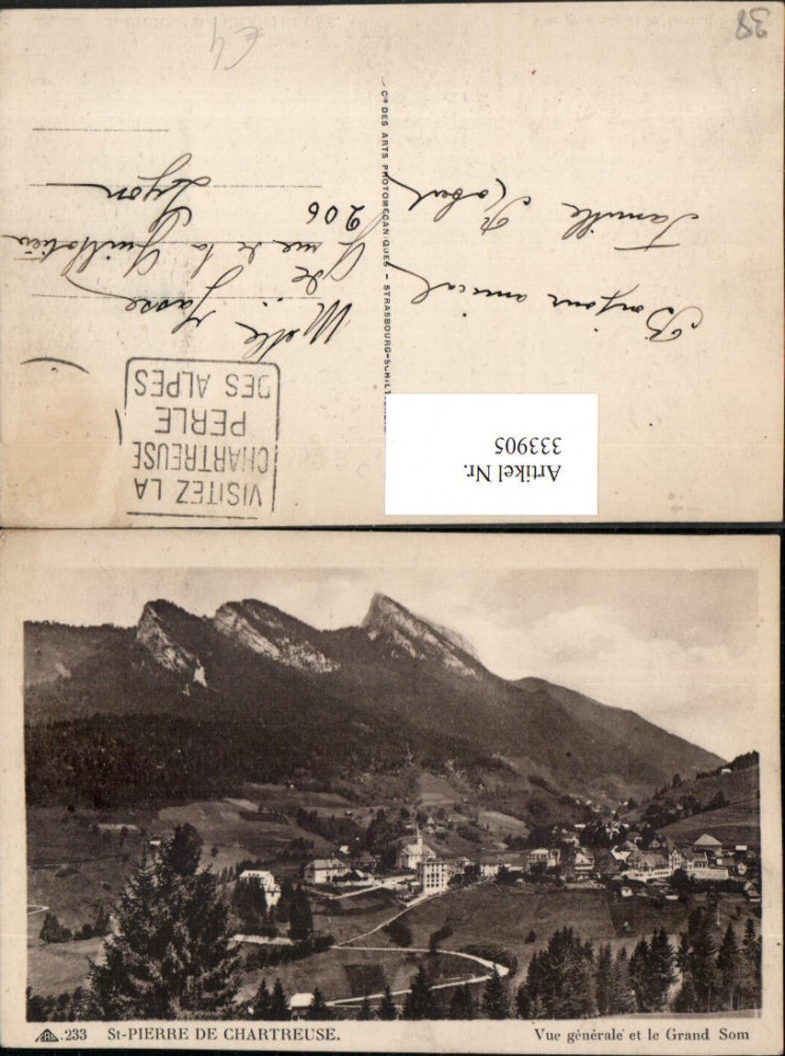 333905,Rhone-Alpes Isere St-Pierre de Chartreuse Vue generale et le Grand Som Totale