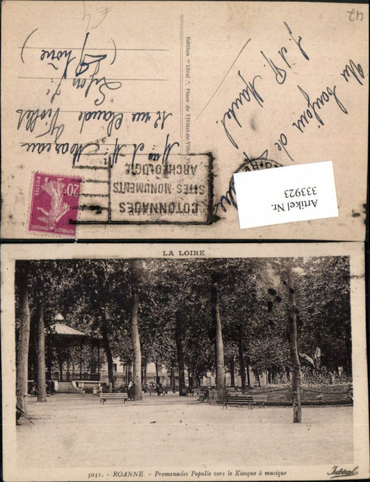 333923,Rhone-Alpes Loire Roanne Promenades Populle vers le Kiosque a musique Pavillon