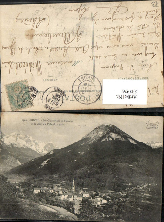 333976,Rhone-Alpes Savoie Bozel Les Glaziers de la Vnoise et la dent du Villard Totale Bergkulisse