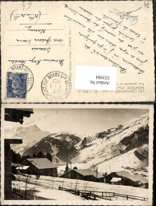 333984,Rhone-Alpes Haute-Savoie Montjoie Vue generale et le Col du Joly Bergkulisse Winterbild