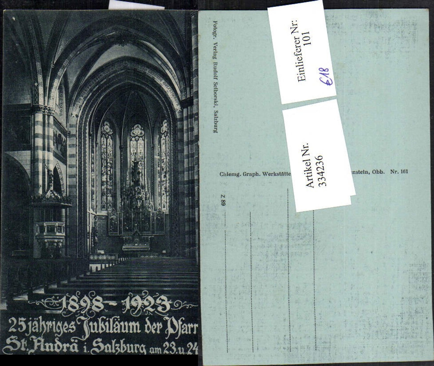 334236,Salzburg Pfarrkirche Kirche St. Andrä Innenansicht 25-jähriges Jubiläum