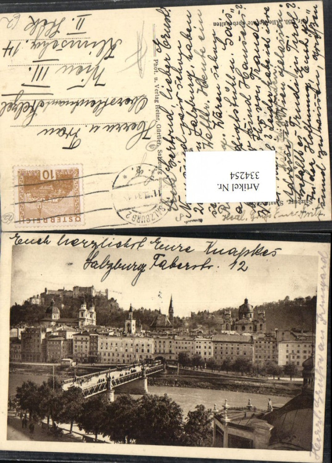 334254,Salzburg Teilansicht Staatsbrücke Brücke m. Festung