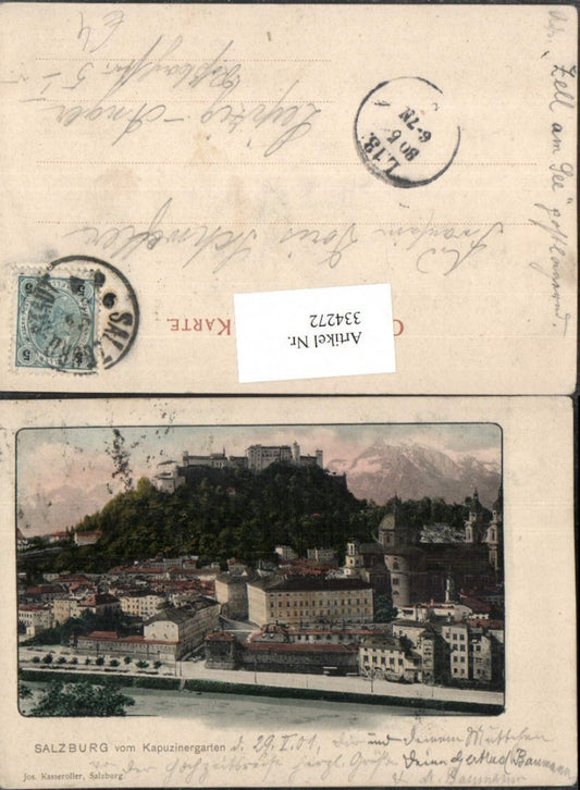 334272,Salzburg Teilansicht m. Festung vom Kapuzinergarten