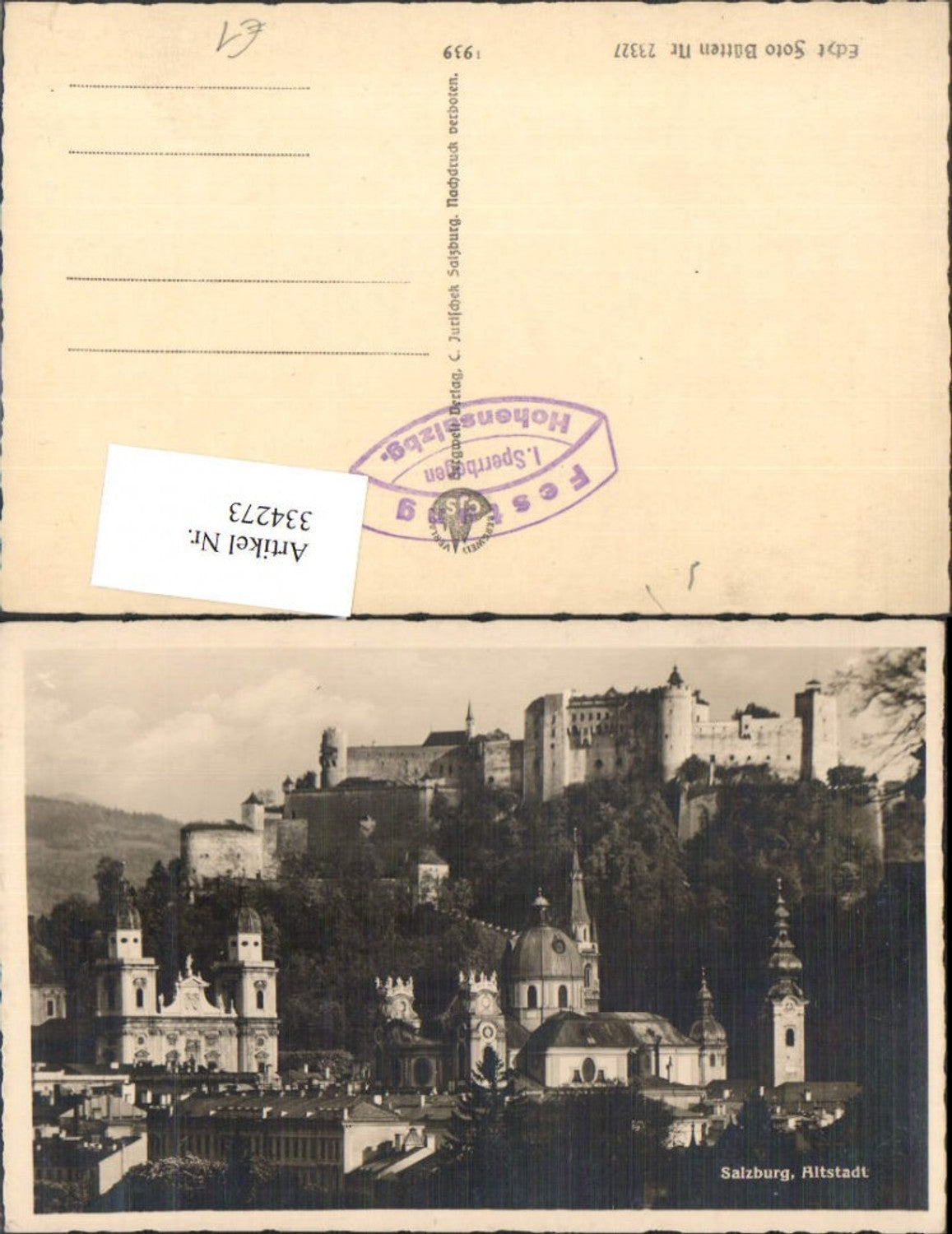 334273,Salzburg Teilansicht Altstadt Dom m. Festung