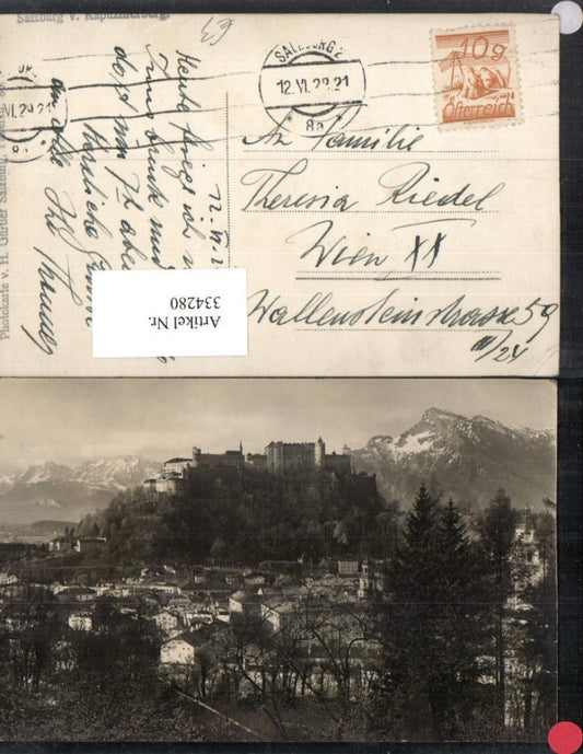 334280,Salzburg Teilansicht m. Festung vom Kapuzinerberg Bergkulisse