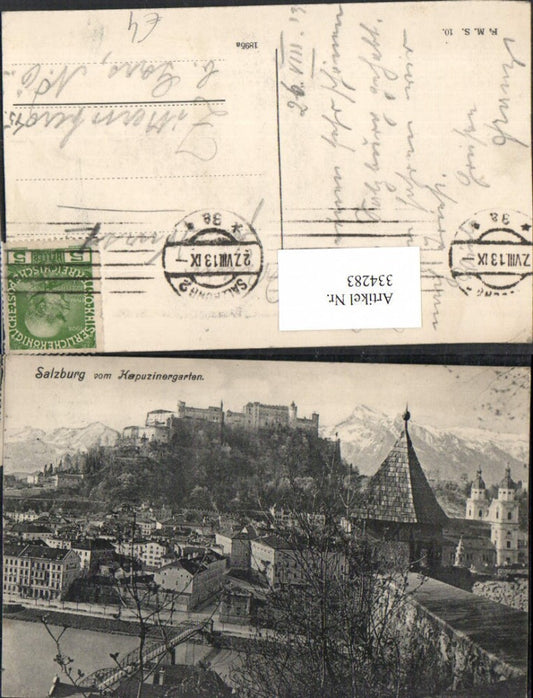 334283,Salzburg Teilansicht m. Festung vom Kapuzinerberg