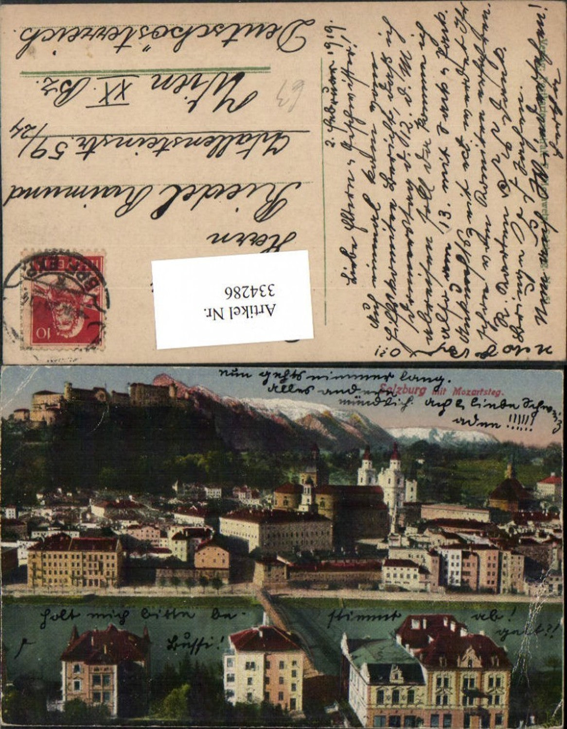 334286,Salzburg Teilansicht m. Mozartsteg u. Festung