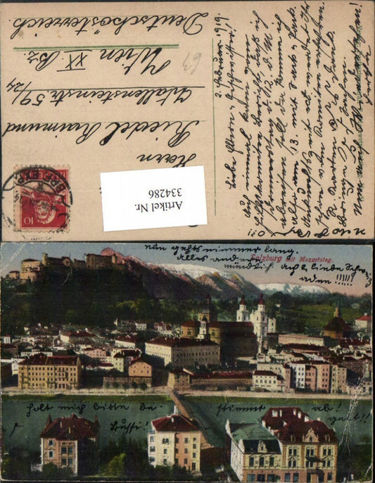 334286,Salzburg Teilansicht m. Mozartsteg u. Festung