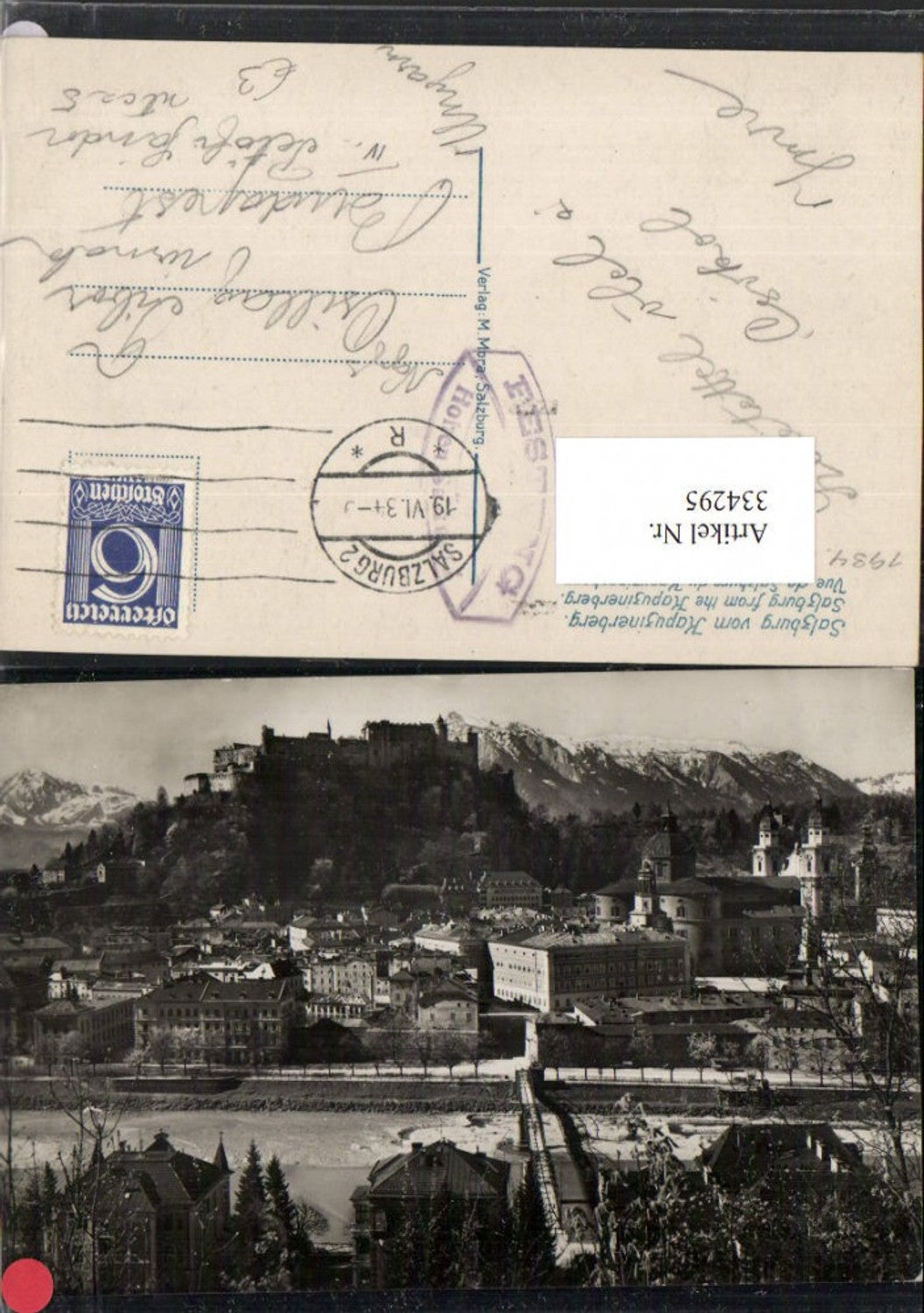334295,Salzburg Teilansicht m. Festung vom Kapuzinerberg Bergkulisse