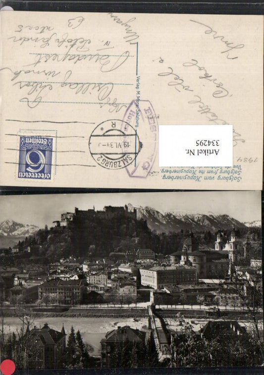 334295,Salzburg Teilansicht m. Festung vom Kapuzinerberg Bergkulisse
